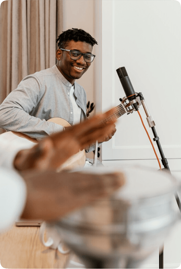 Recording artist in studio