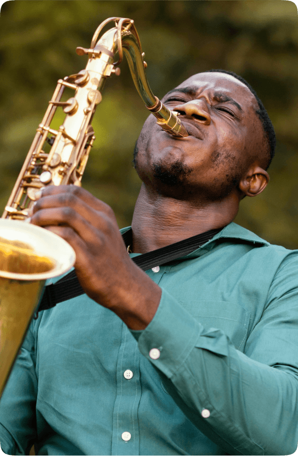 Musician playing saxophone